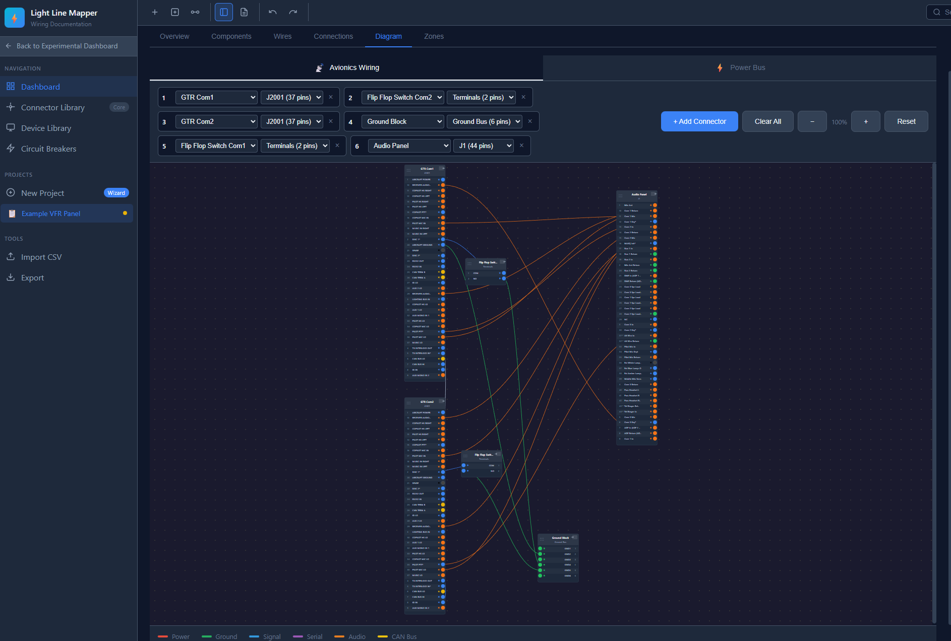 Light Line Mapper Interface - Wiring Harness Visualization Tool